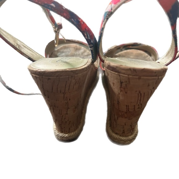 Guess Floral Sandals Cork Wedge Size 8.5 - Picture 3 of 4